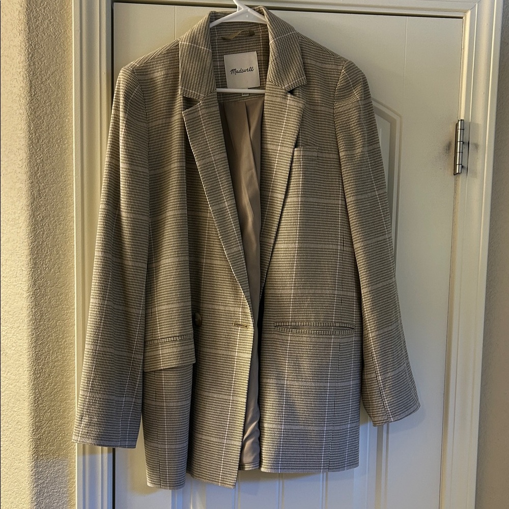 Madewell Houndstooth Blazer in Black and White